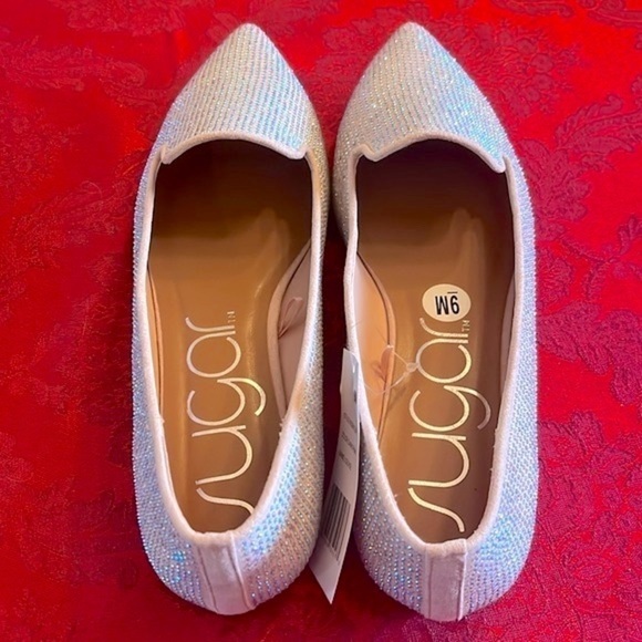 Brand New Sugar Iridescent Beaded Pointed Toe Slip On Flats Dressy Loafers - Picture 10 of 15